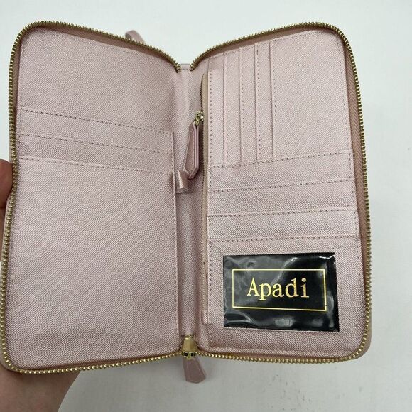 Apadi RFID pink metallic zip around wallet NWT - Picture 4 of 4